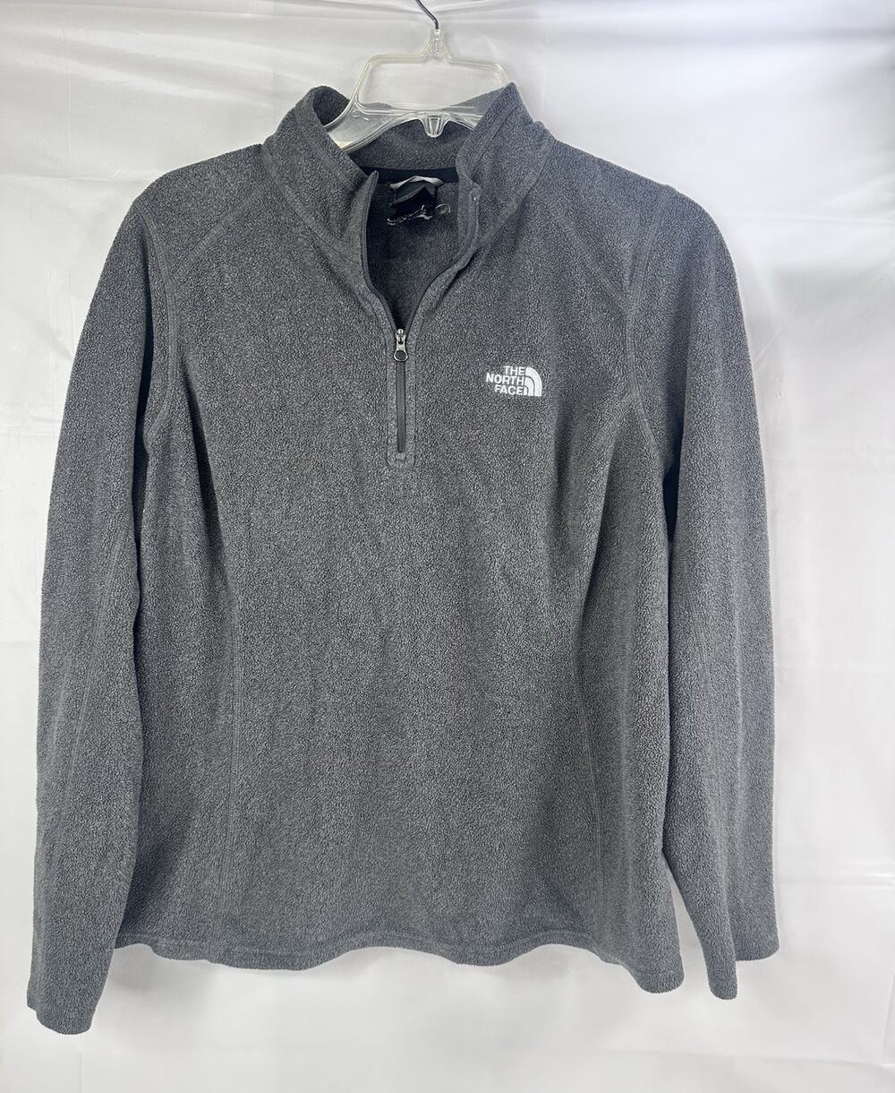 The North Face Sweaters Womens Gray Fleece 1/4 Zip Pull Over Pollyester Large
